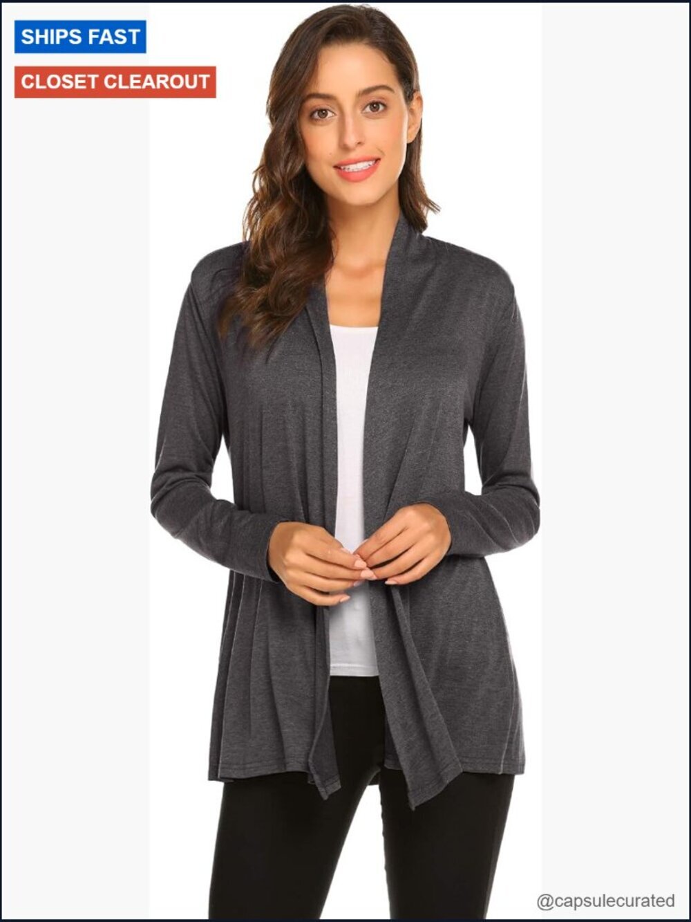 Womens Lightweight Long Sleeve Open Front Cardigan Soft Drape Casual Duste